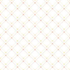 Naklejka premium Geometric repeating ornament with golden and pink diagonal dotted lines. Seamless abstract modern pattern
