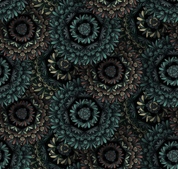 Psychedelic mandala seamless pattern