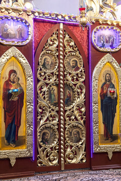 Iconostasis in  orthodox  church in Laszki Murowane, Ukraine