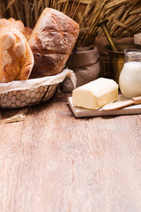Composition of fresh bread, cereals and grains.