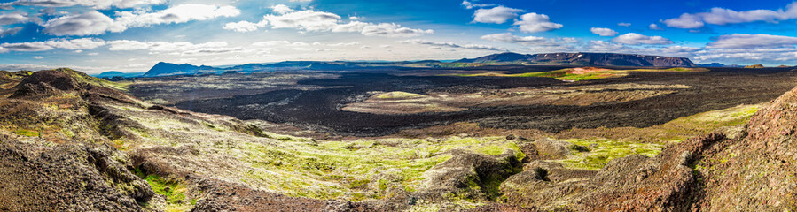 Panorama of destroyed area by lava, Iceland