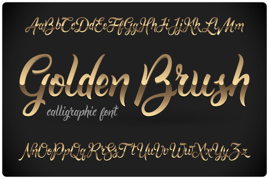 Golden Brush calligraphic font with glossy metall effect