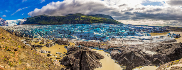 Panorama du glacier et des montagnes de Vatnajokull, Islande