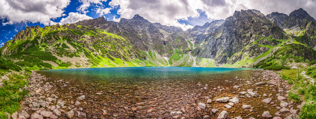 Panorama of lake in the Tatra mountains, Poland - obrazy, fototapety, plakaty