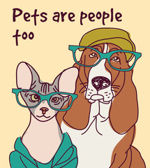 Pets animals fashion card letter sign poster. 