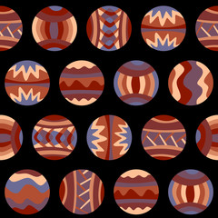 Seamless pattern with different ethnic beads. Vector illustration