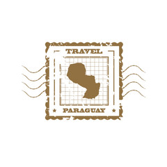 Rubber Stamp with Map of Paraguay,vector illustration