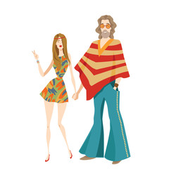 Vector illustration of two hippies