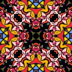 Bright seamless pattern of kaleidoscope. Abstract background.