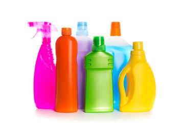Cleaning product plastic container for house clean on white background