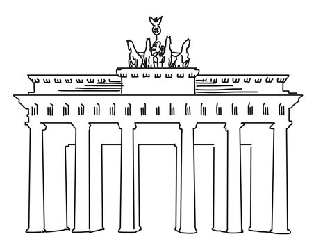 Brandenburger Gate Berlin, Vector Outline Artwork