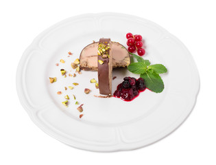 Delicious foie gras covered with dark chocolate.