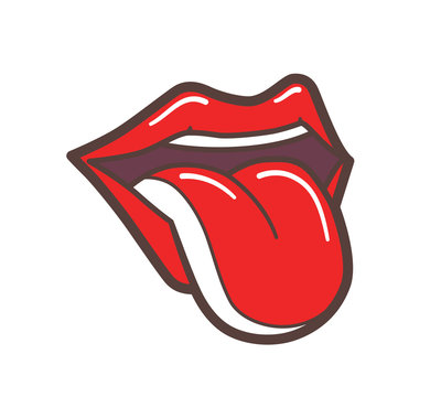 Open Mouth With Red Lips And Tongue Sticking Out