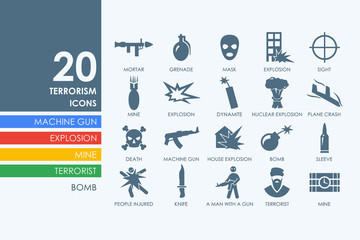 Set of terrorism icons