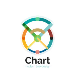 Thin line chart logo design. Graph icon modern colorful flat style