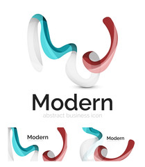 Vector abstract ribbon logo with business card identity design