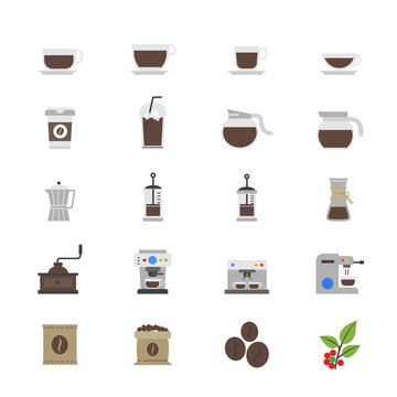 Coffee and Drink Flat Color Icons
