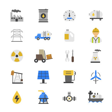 Oil and Industy Flat Color Icons
