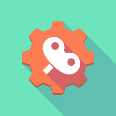 Long shadow gear icon with a toy crank