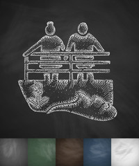 old men on the bench icon. Hand drawn vector illustration