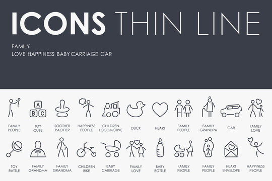 family Thin Line Icons