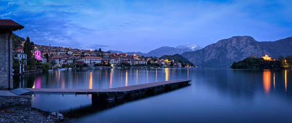 Lago di Como (Lake Como) Ossuccio and Isola Comacina at blue hour
