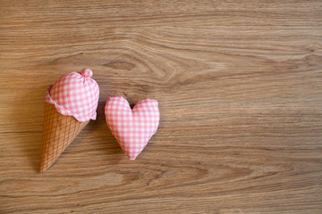 textile heart and ice cream