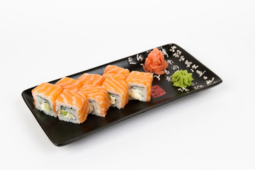 Image of tasty sushi set with salmon