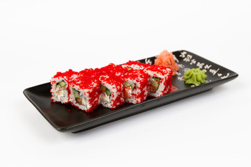 Image of tasty sushi set with tuna and red masago