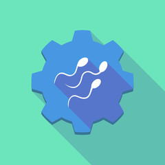 Long shadow gear icon with sperm cells