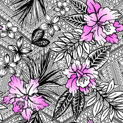 seamless vector tropical pattern. - 108017811