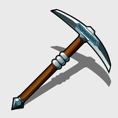 Kirk closeup with wooden handle, vector icon