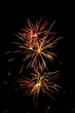 Colorful fireworks over dark sky