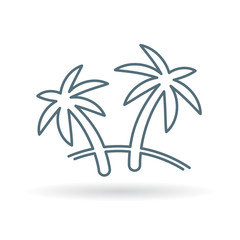 Fototapeta na wymiar Palm tree icon. Coconut tree sign. Paradise tropical tree symbol. Thin line icon on white background. Vector illustration.