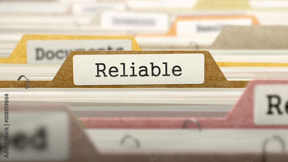 Poster folder in colored catalog marked as reliable closeup view. selective focus. 3d render.