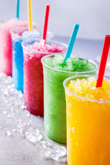 Frozen Fruit Slush Granitas in Plastic Cups