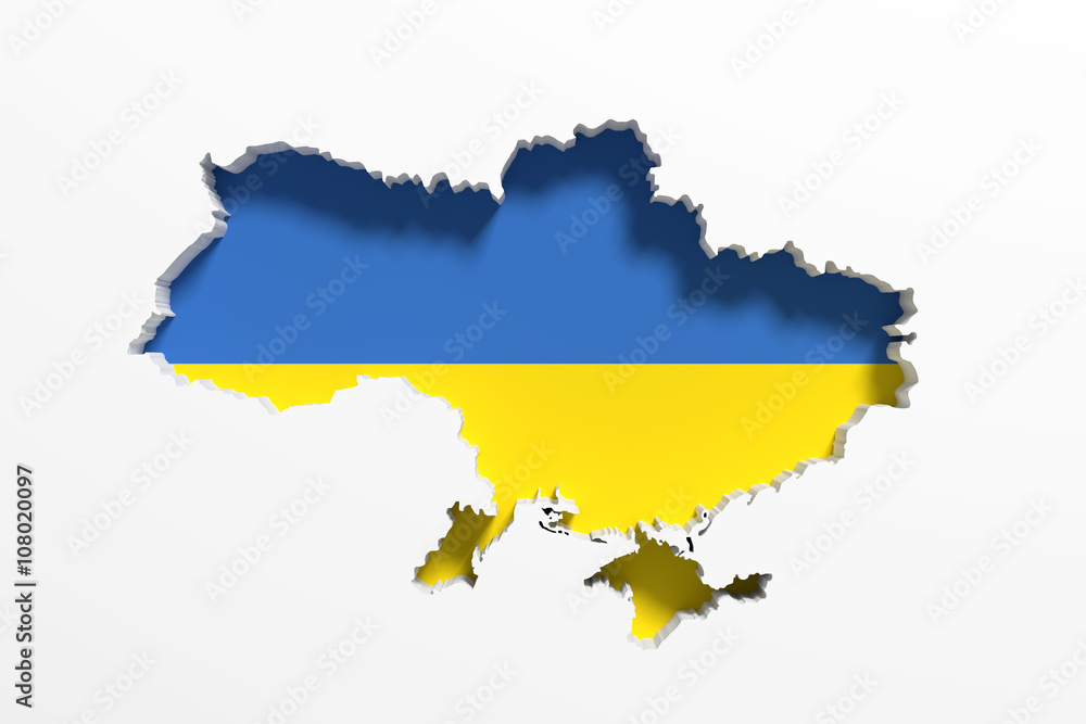 Wall mural silhouette of ukraine map with flag