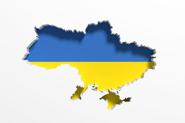 Silhouette of Ukraine map with flag