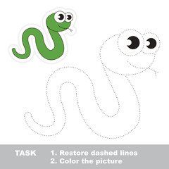 Green Snake to be traced. Vector trace game.