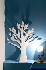 Beautiful handmade paper tree silhouette in the artist's studio
