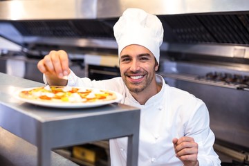 Pizza chef making pizza