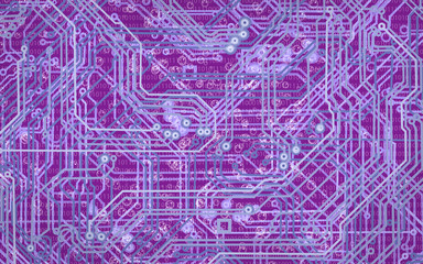 abstract image of microcircuit against a purple background closeup