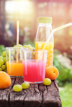 Fresh Color Orange Pink Fruit Juice Beverage Glass