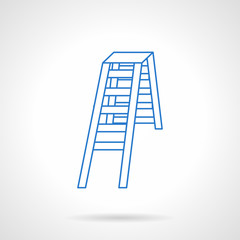 Folding ladder flat blue line vector icon