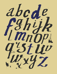  Hand drawn alphabet. Vector illustration.