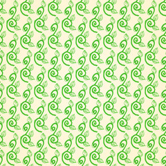 Seamless pattern of hand drawn swirling branches