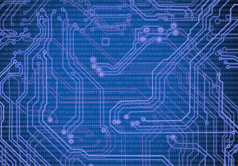 abstract image of microcircuit against a blue background close-up