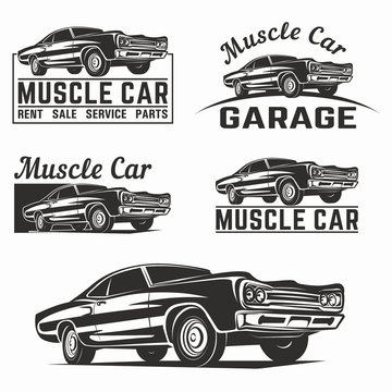 Muscle car vector logo emblem