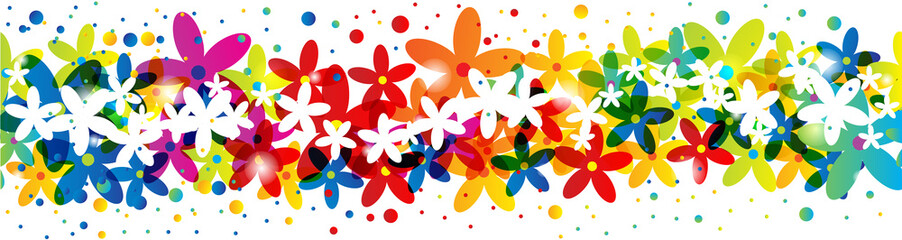 Seamless Rainbow Floral Background  - 108024414