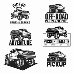 car truck 4x4 pickup off-road logo - obrazy, fototapety, plakaty
